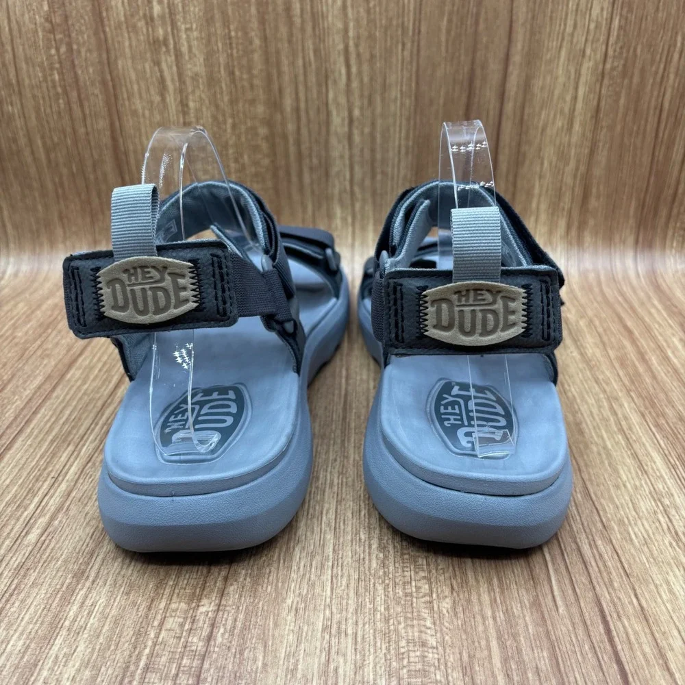 Hey Dude Carson Sandal Sport Mode Black Grey Men Size 9 Adjustable Strappy 40712